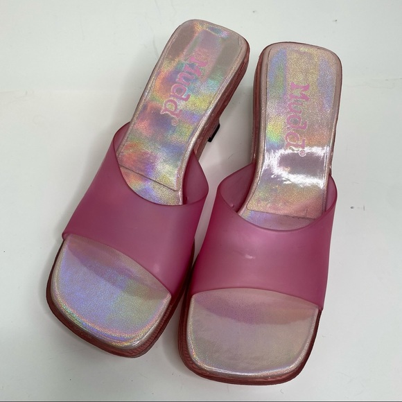 Y2K Mudd Clear Pink Heels Size 6.5 - Picture 2 of 8